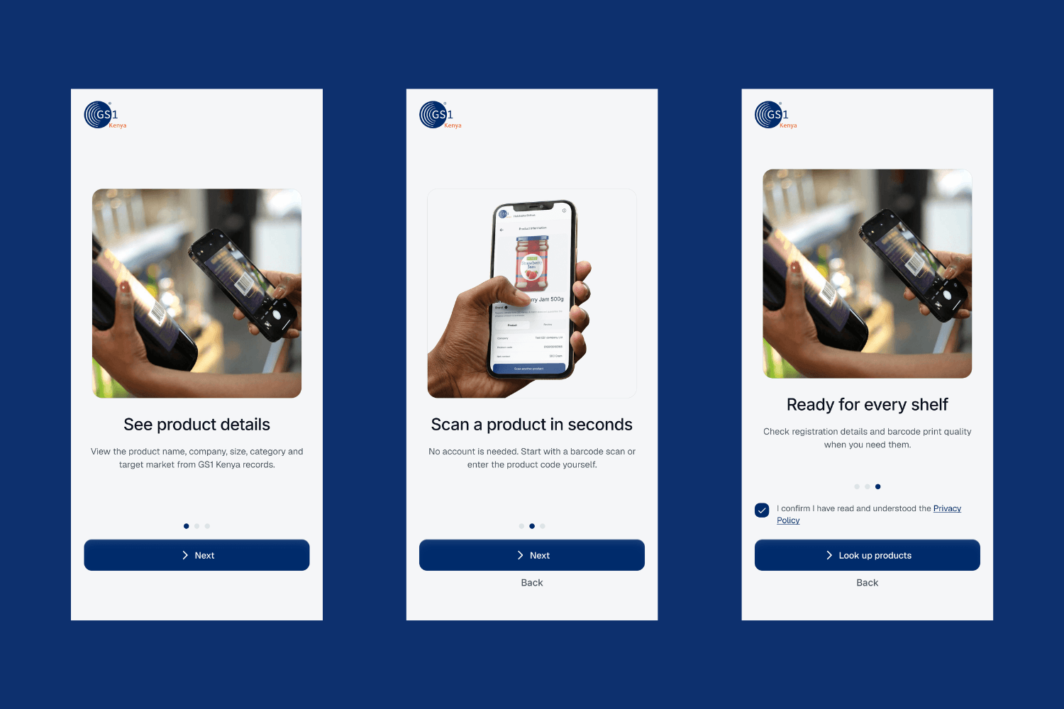 You scan a pack on the shelf. No account, and nothing to set up beyond the camera.