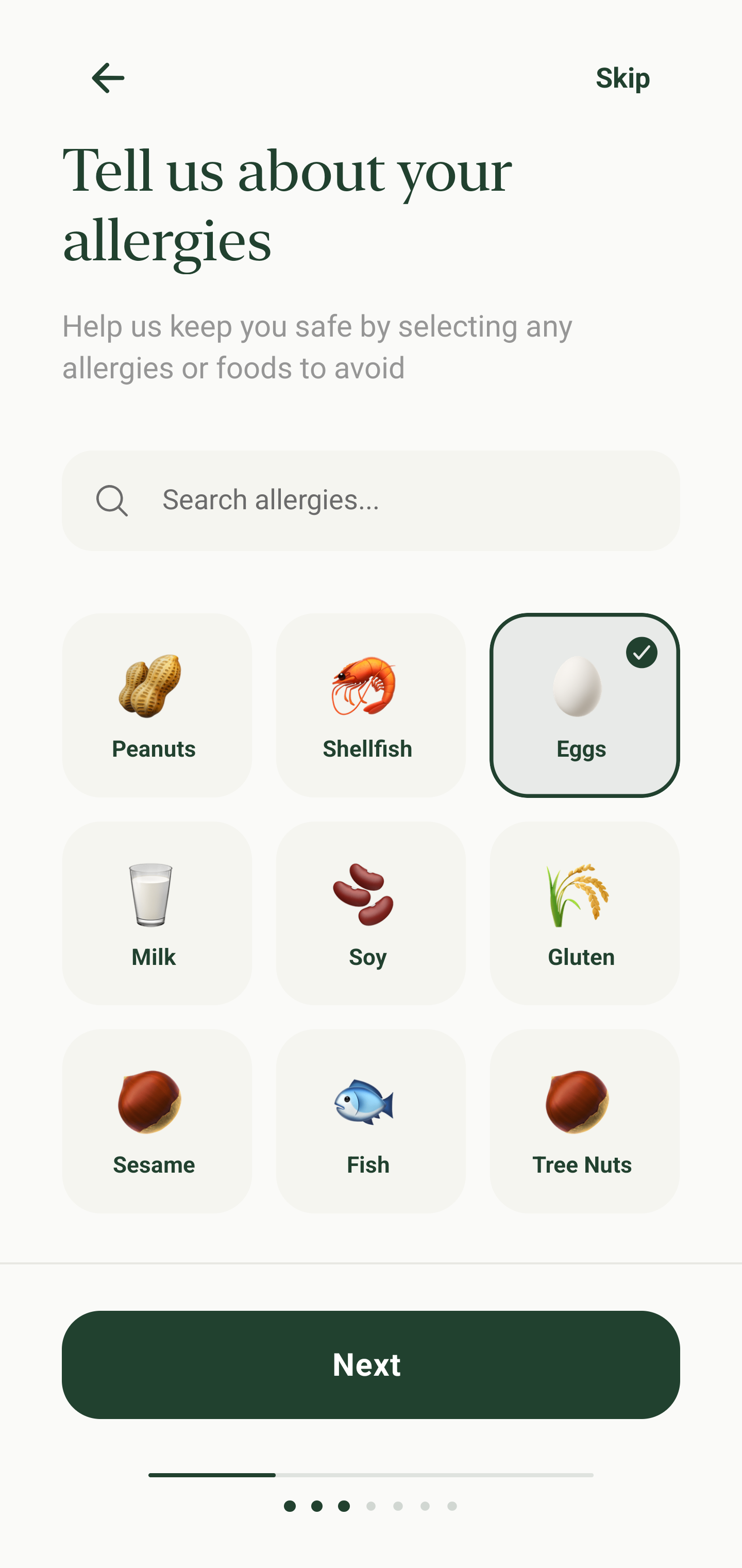 Allergy Selection